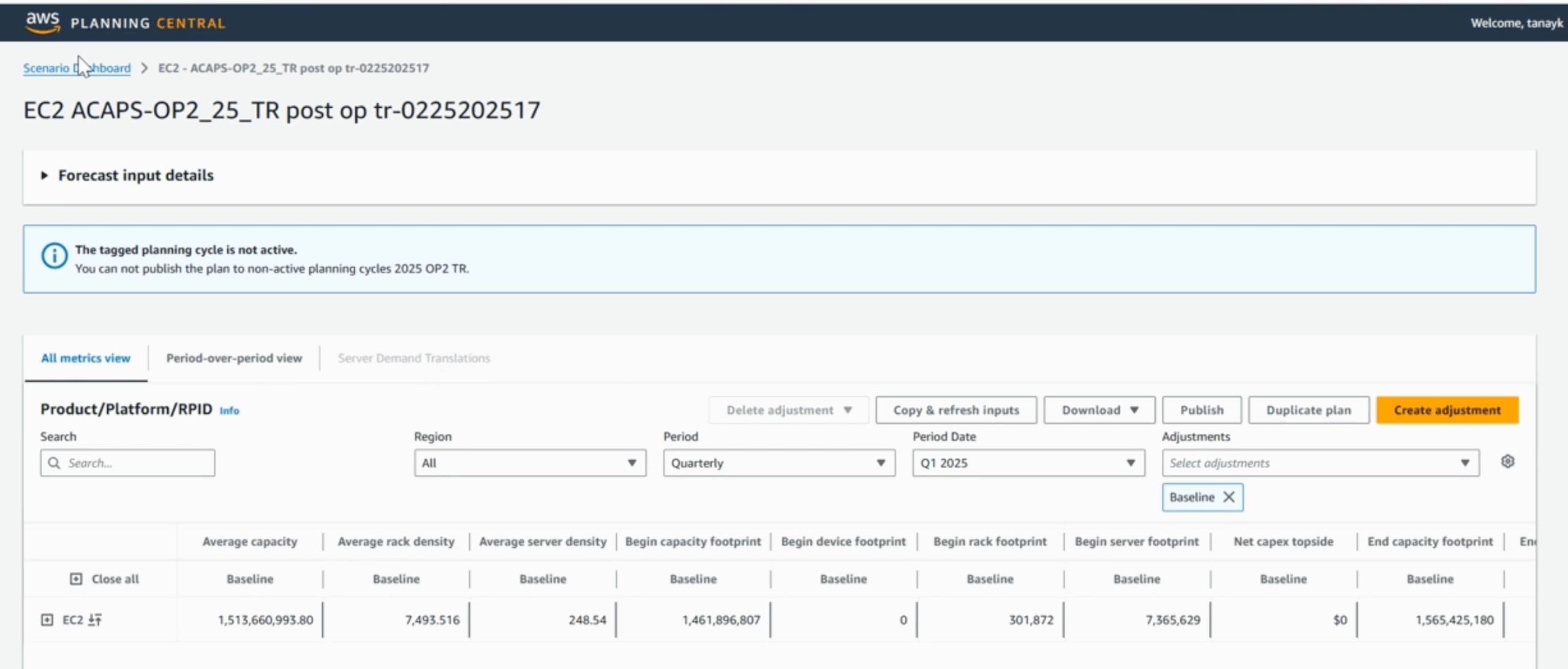 Previous ACAPS interface, another view