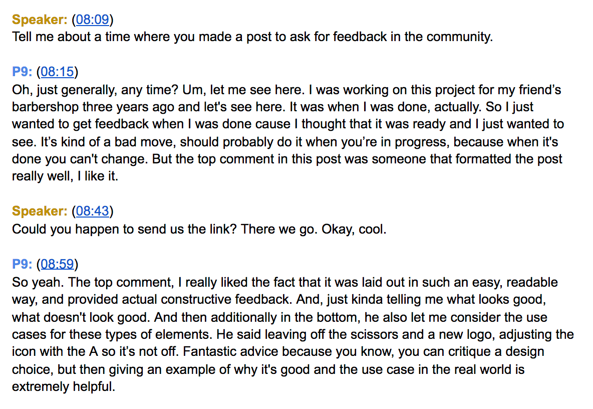 Sample interview transcript