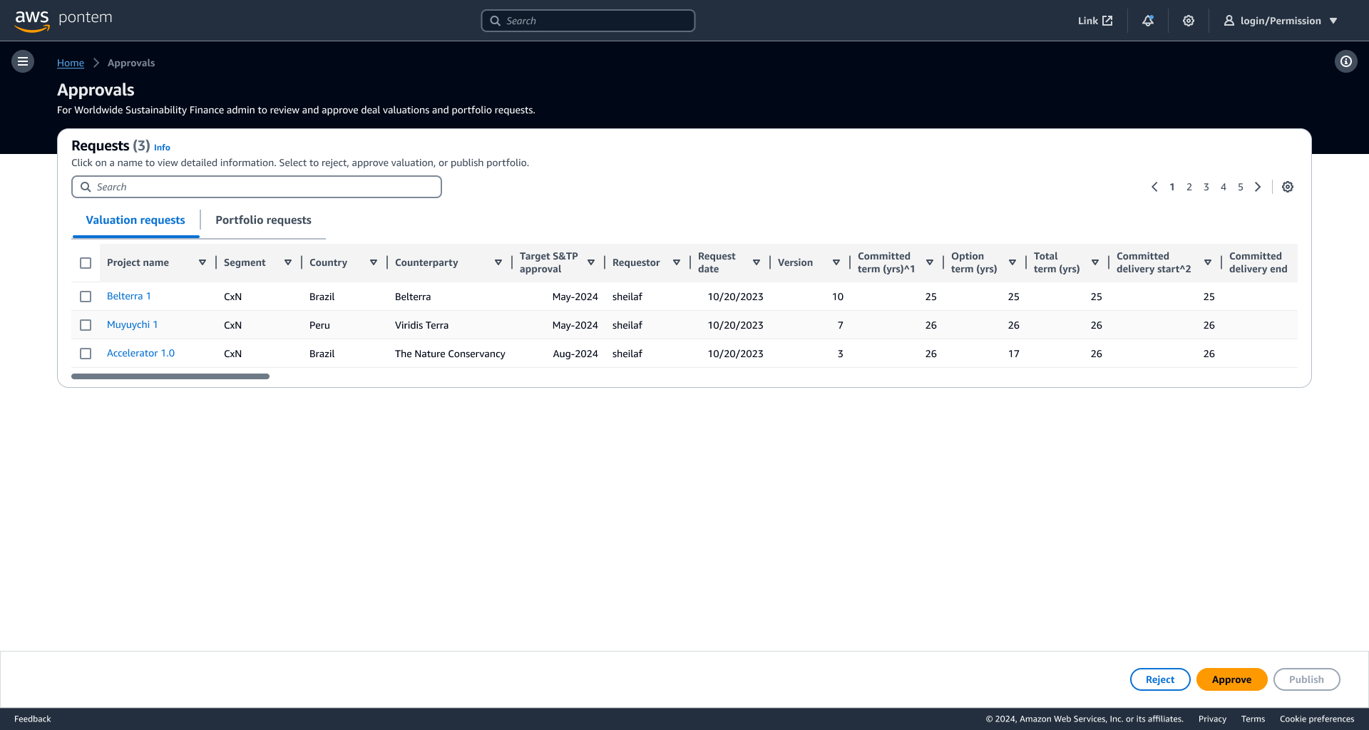 WWSF Finance Managers can approve valuations or publish portfolios