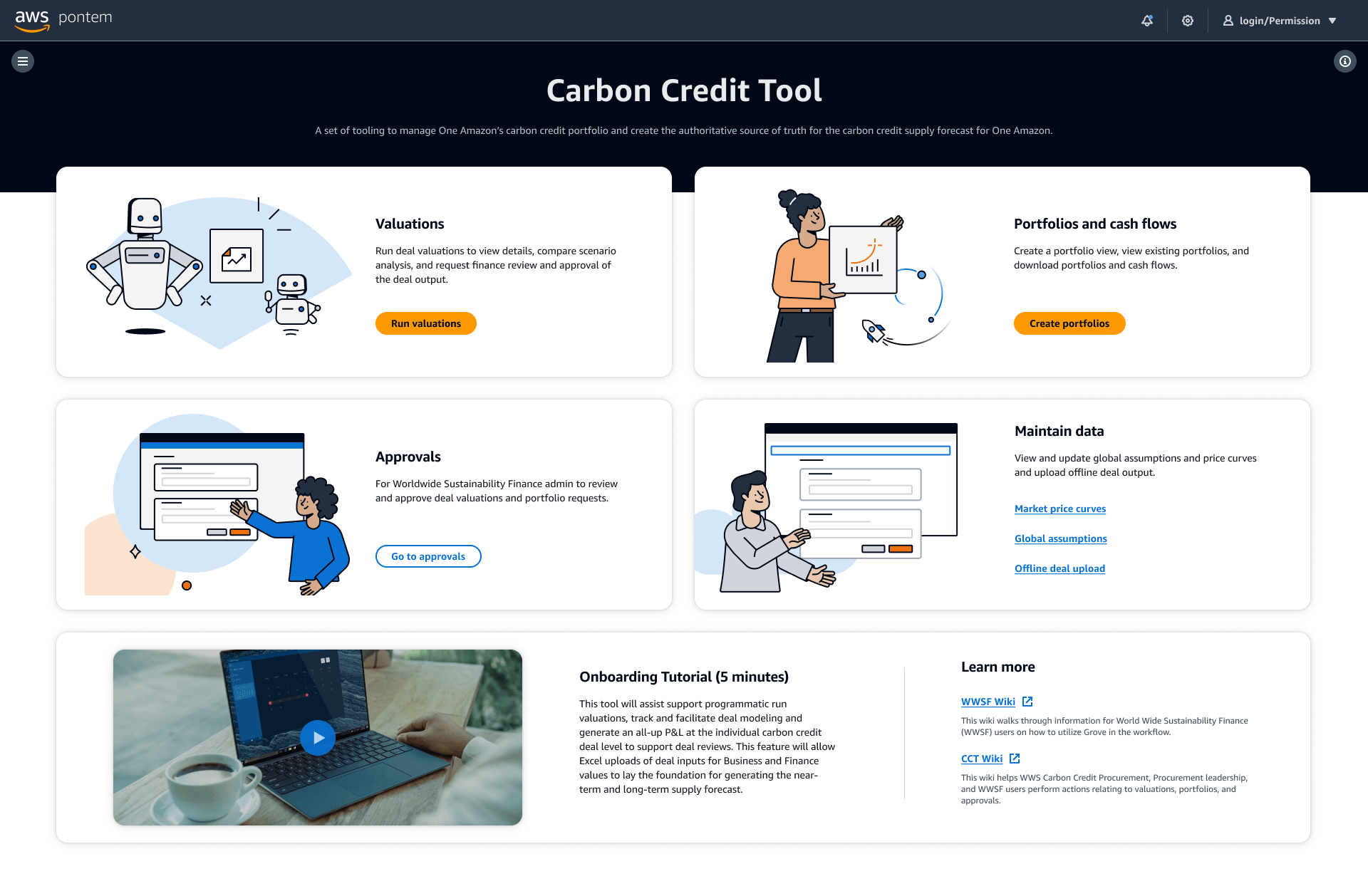CCT dashboard homepage