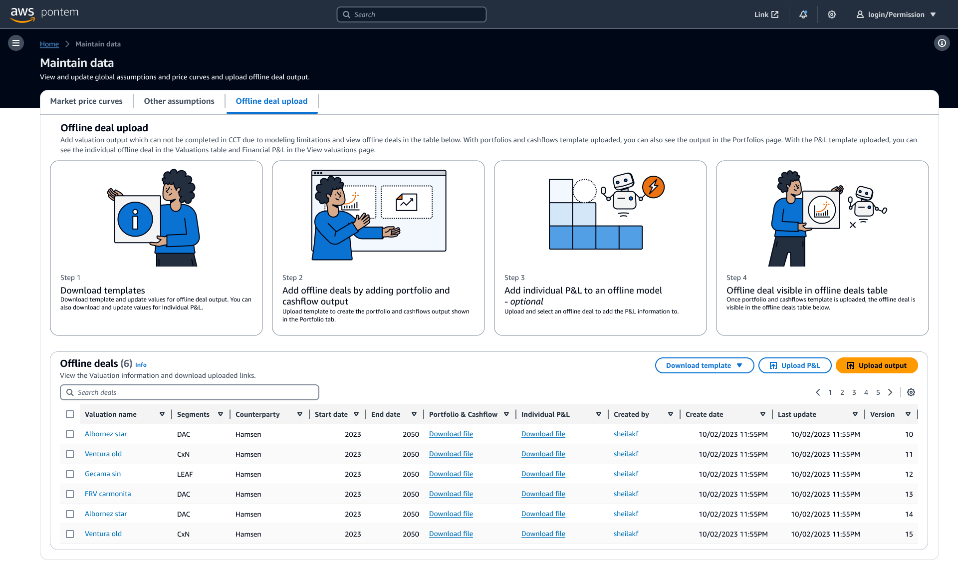 Instructions to upload offline deal and P&L files